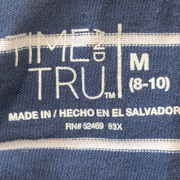 Time and Tru blue & white cotton blend wide neck top Medium - Picture 7 of 8
